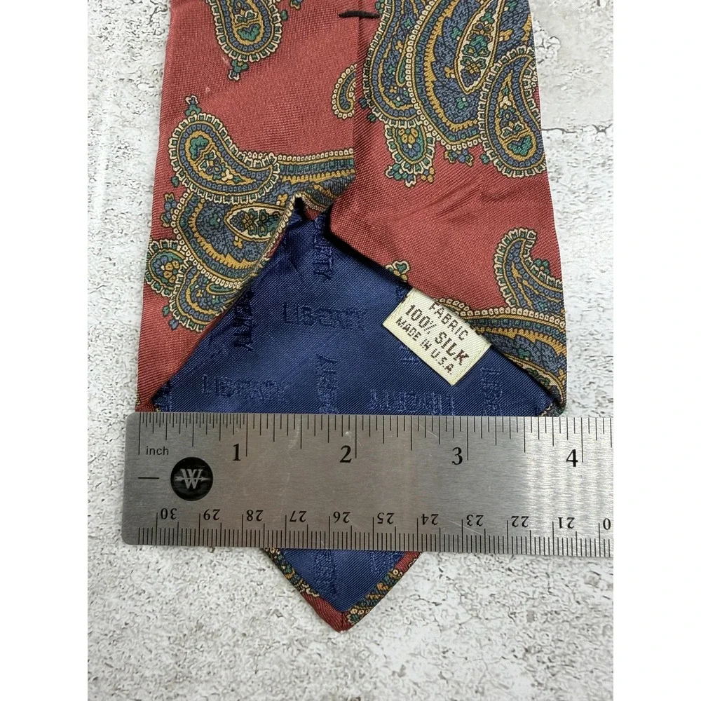 Liberty Of London Tie Mens One Size Red 100% Silk Pointed Paisley Woven